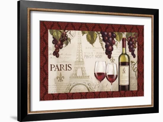 Wine in Paris I Damask Border-Janelle Penner-Framed Art Print