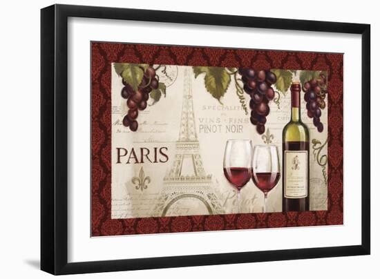 Wine in Paris I Damask Border-Janelle Penner-Framed Art Print