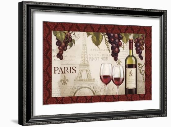 Wine in Paris I Damask Border-Janelle Penner-Framed Art Print