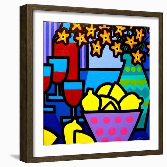 Wine, Lemons and Flowers-John Nolan-Framed Premium Giclee Print