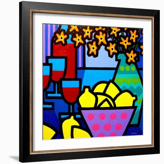 Wine, Lemons and Flowers-John Nolan-Framed Premium Giclee Print