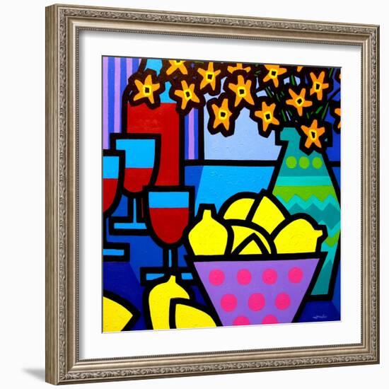 Wine, Lemons and Flowers-John Nolan-Framed Giclee Print