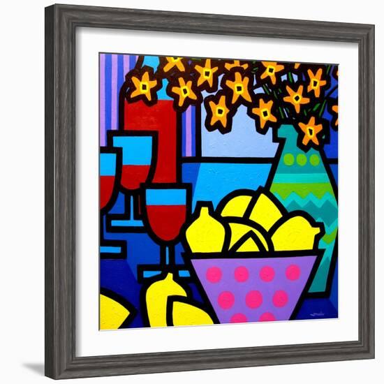 Wine, Lemons and Flowers-John Nolan-Framed Giclee Print