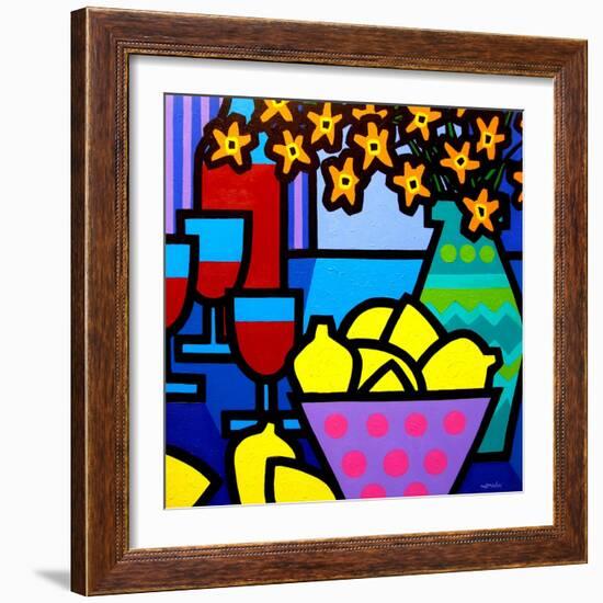 Wine, Lemons and Flowers-John Nolan-Framed Giclee Print