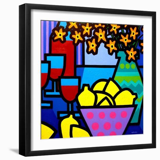 Wine, Lemons and Flowers-John Nolan-Framed Giclee Print