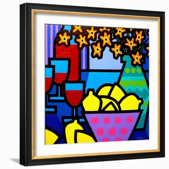 Wine, Lemons and Flowers-John Nolan-Framed Giclee Print