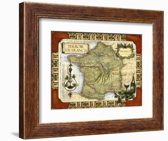 Wine Map of France-null-Framed Premium Giclee Print