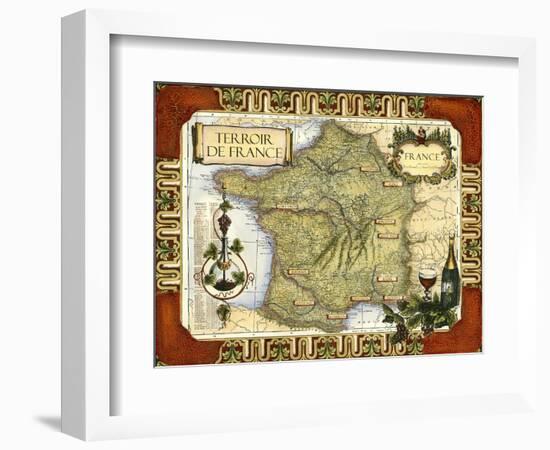 Wine Map of France-null-Framed Premium Giclee Print