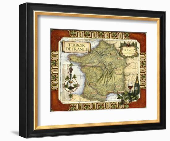 Wine Map of France-null-Framed Premium Giclee Print