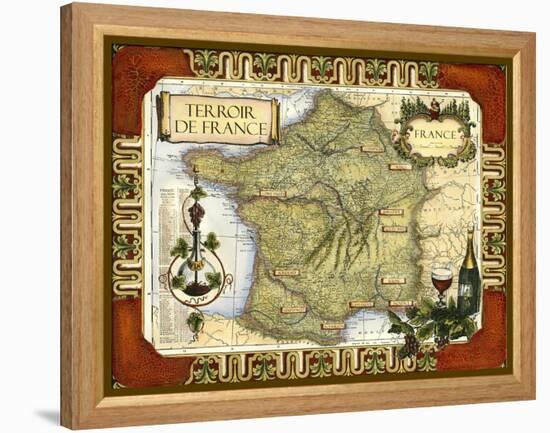 Wine Map of France-null-Framed Stretched Canvas