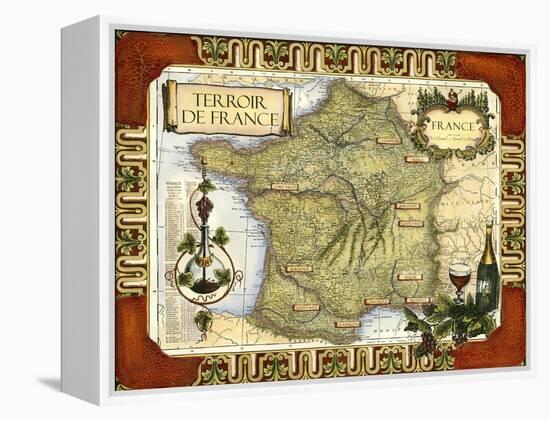 Wine Map of France-null-Framed Stretched Canvas