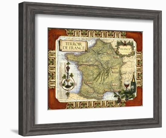 Wine Map of France--Framed Art Print