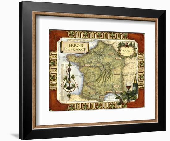 Wine Map of France--Framed Art Print