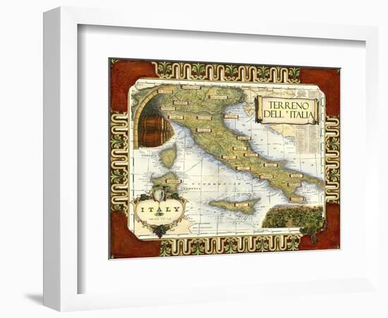 Wine Map of Italy--Framed Art Print