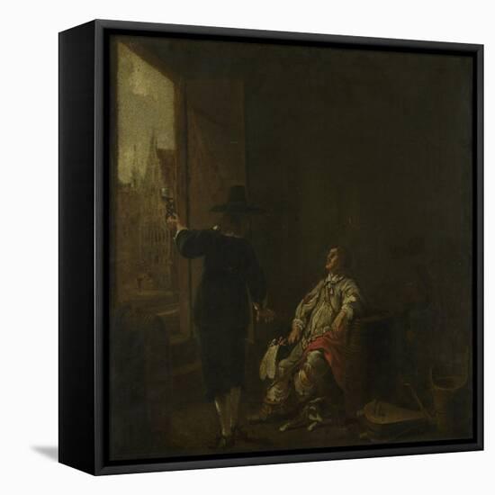 Wine Merchants Signboard: Tasting Wine, Vats of Wine-Aelbert Cuyp-Framed Stretched Canvas