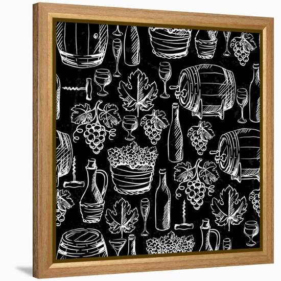 Wine Pattern Drawn by Chalk-incomible-Framed Stretched Canvas