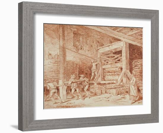 Wine Press, c.1759-Hubert Robert-Framed Giclee Print