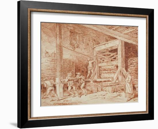 Wine Press, c.1759-Hubert Robert-Framed Giclee Print