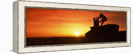 Wine Press Sculpture at Sunset, Napa Valley, California, USA-null-Framed Premier Image Canvas