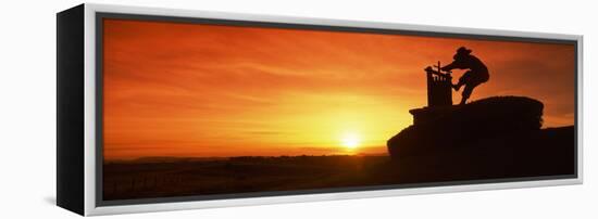 Wine Press Sculpture at Sunset, Napa Valley, California, USA-null-Framed Premier Image Canvas