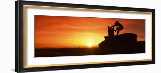 Wine Press Sculpture at Sunset, Napa Valley, California, USA-null-Framed Photographic Print