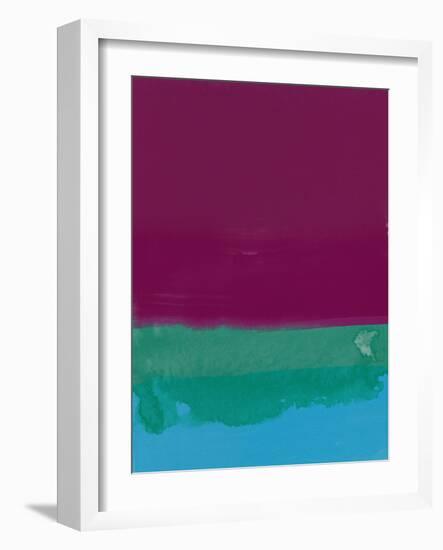 Wine Red and Blue Abstract-Hallie Clausen-Framed Art Print