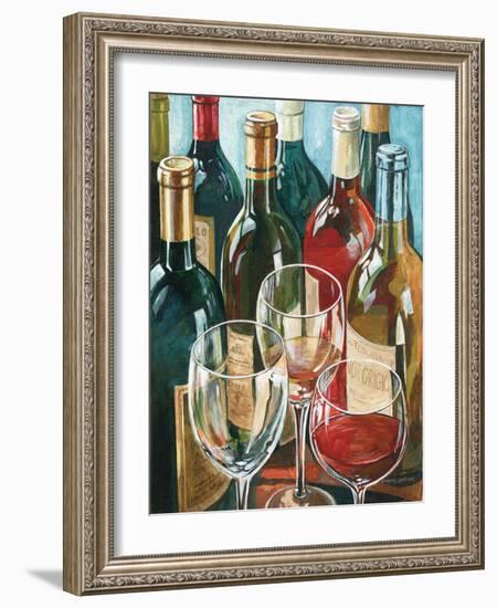 Wine Reflections I - Bottles and Glasses-Gregory Gorham-Framed Art Print