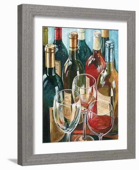 Wine Reflections I - Bottles and Glasses-Gregory Gorham-Framed Art Print