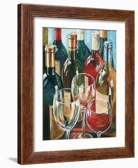 Wine Reflections I - Bottles and Glasses-Gregory Gorham-Framed Art Print
