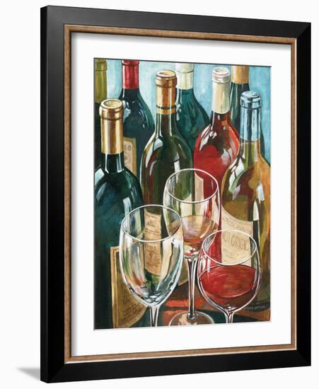 Wine Reflections I - Bottles and Glasses-Gregory Gorham-Framed Art Print