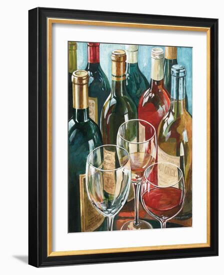 Wine Reflections I - Bottles and Glasses-Gregory Gorham-Framed Art Print