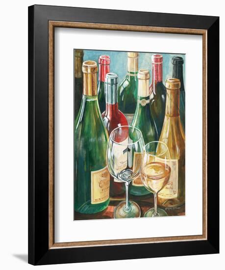 Wine Reflections II - Bottles and Glasses-Gregory Gorham-Framed Art Print