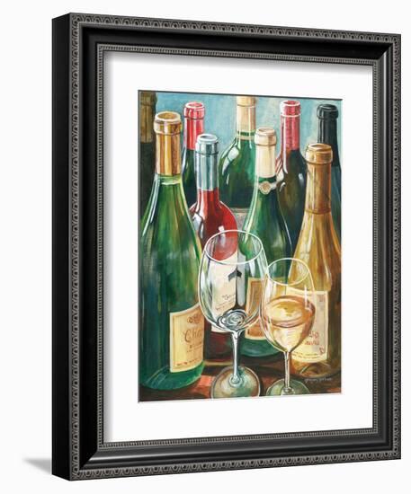 Wine Reflections II - Bottles and Glasses-Gregory Gorham-Framed Art Print