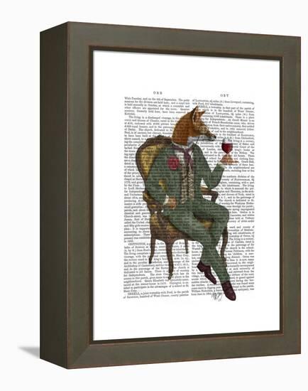 Wine Taster Fox Full-Fab Funky-Framed Stretched Canvas