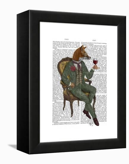 Wine Taster Fox Full-Fab Funky-Framed Stretched Canvas