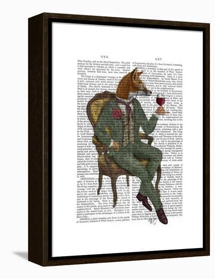 Wine Taster Fox Full-Fab Funky-Framed Stretched Canvas