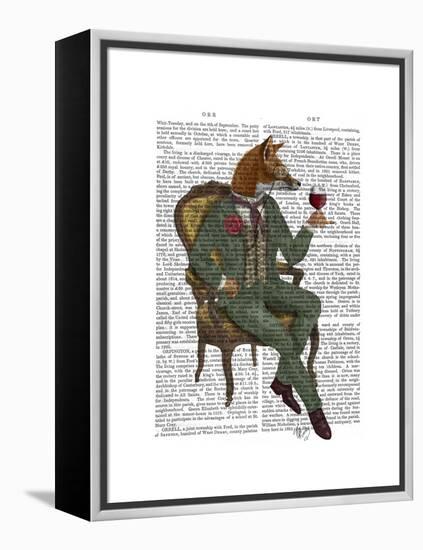 Wine Taster Fox Full-Fab Funky-Framed Stretched Canvas