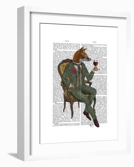 Wine Taster Fox Full-Fab Funky-Framed Premium Giclee Print