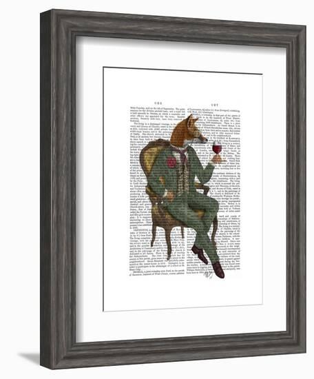 Wine Taster Fox Full-Fab Funky-Framed Art Print