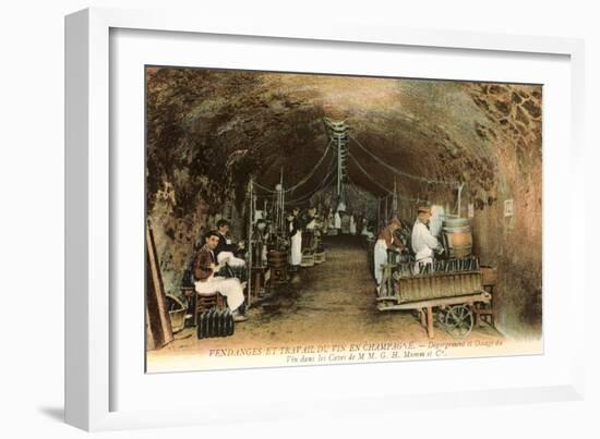 Wine Workers in French Cave-null-Framed Art Print