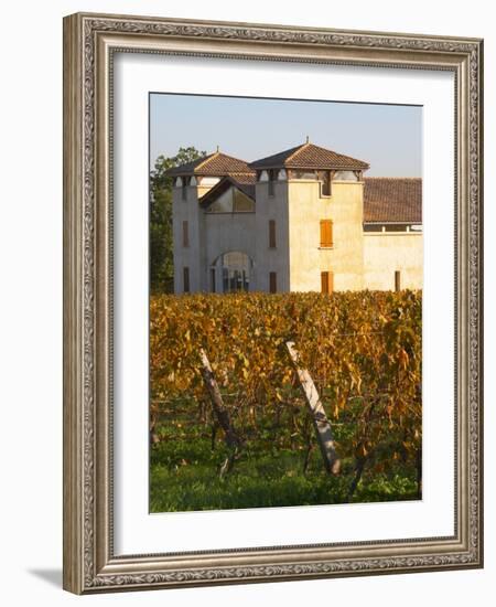 Winery Building and Golden Vineyard in Late Afternoon, Domaine Des Verdots, Conne De Labarde-Per Karlsson-Framed Photographic Print