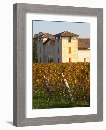 Winery Building and Golden Vineyard in Late Afternoon, Domaine Des Verdots, Conne De Labarde-Per Karlsson-Framed Photographic Print