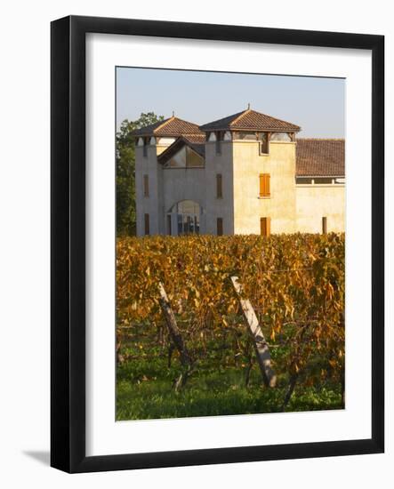 Winery Building and Golden Vineyard in Late Afternoon, Domaine Des Verdots, Conne De Labarde-Per Karlsson-Framed Photographic Print