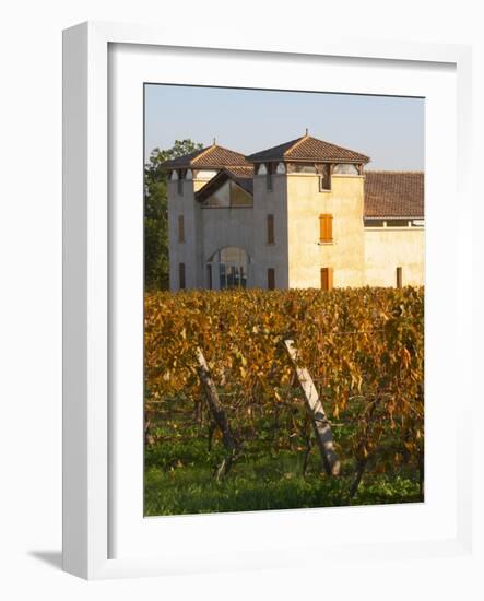 Winery Building and Golden Vineyard in Late Afternoon, Domaine Des Verdots, Conne De Labarde-Per Karlsson-Framed Photographic Print