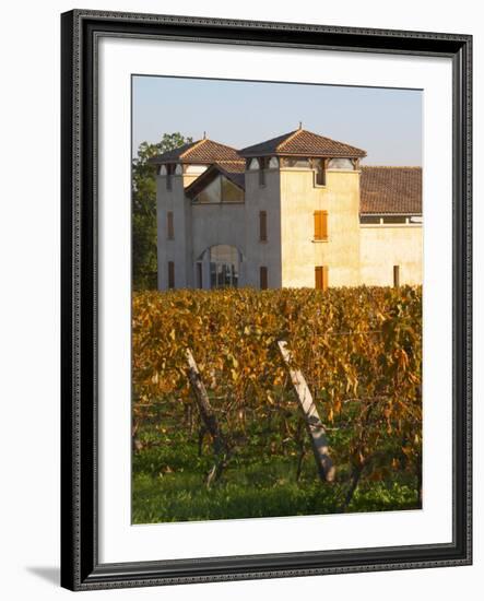 Winery Building and Golden Vineyard in Late Afternoon, Domaine Des Verdots, Conne De Labarde-Per Karlsson-Framed Photographic Print