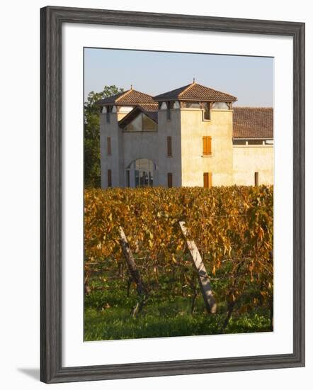 Winery Building and Golden Vineyard in Late Afternoon, Domaine Des Verdots, Conne De Labarde-Per Karlsson-Framed Photographic Print