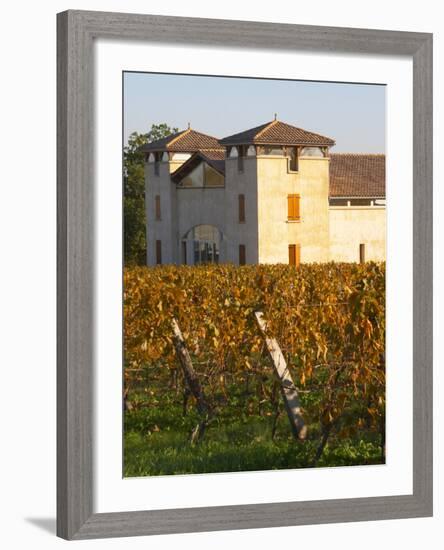 Winery Building and Golden Vineyard in Late Afternoon, Domaine Des Verdots, Conne De Labarde-Per Karlsson-Framed Photographic Print