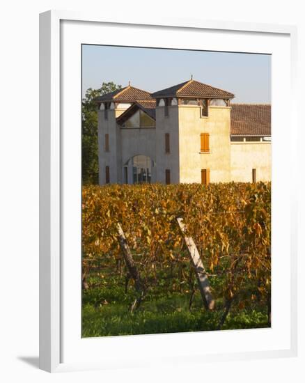 Winery Building and Golden Vineyard in Late Afternoon, Domaine Des Verdots, Conne De Labarde-Per Karlsson-Framed Photographic Print