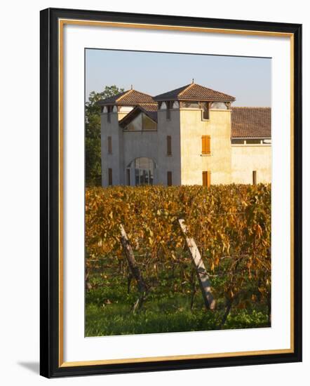 Winery Building and Golden Vineyard in Late Afternoon, Domaine Des Verdots, Conne De Labarde-Per Karlsson-Framed Photographic Print