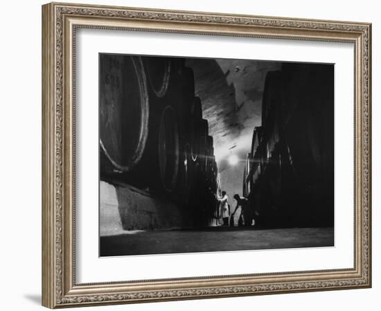 Winery in Gurdzhani, Georgia, Showing Casks in Wine Aging Vault-Stan Wayman-Framed Photographic Print